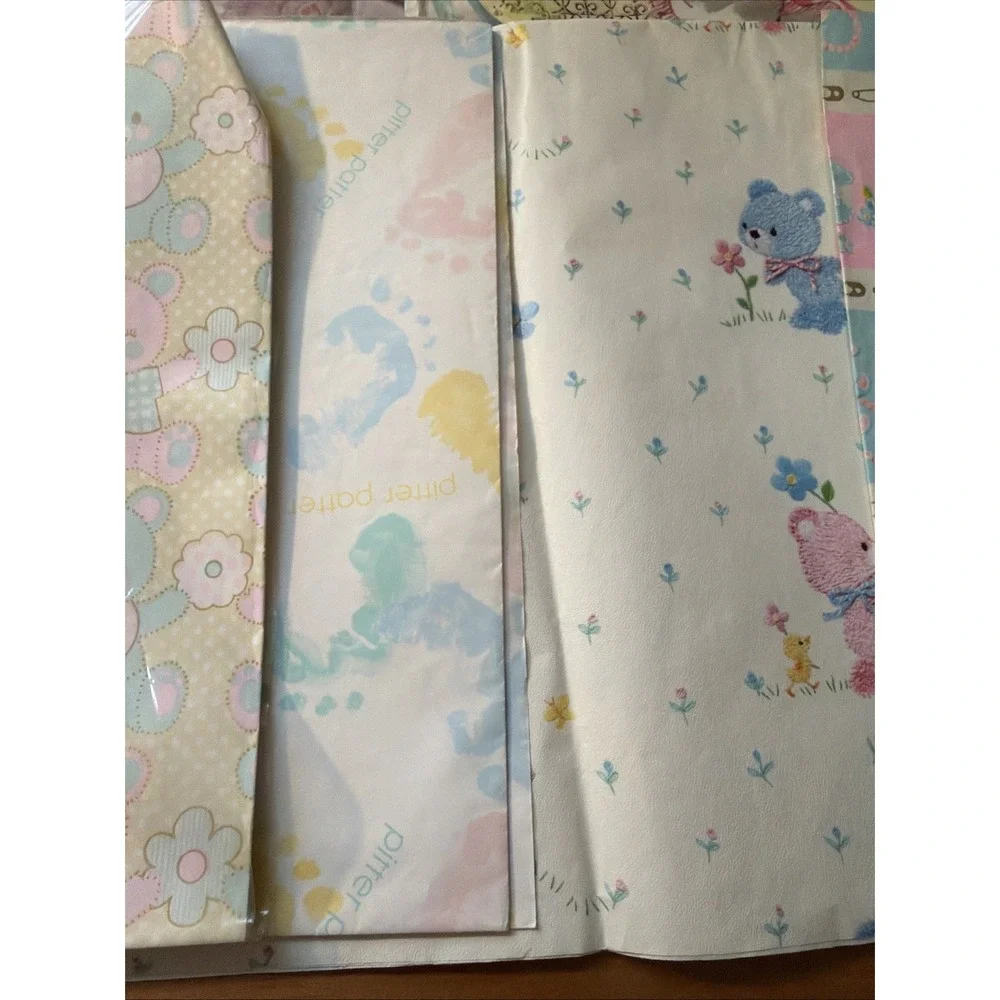 Vtg Bridal & Baby Flat Wrap Sheets, Some New In Package 13 Designs, Amounts Vary
